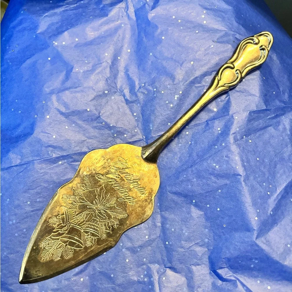 Vintage Silver-plated “Christmas Greetings” Serving Trowel